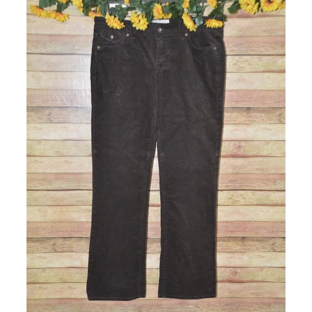Old Navy Ladies Brown Mid-Rise Corduroy Wide Leg Pants Size 10 Stretch Casual